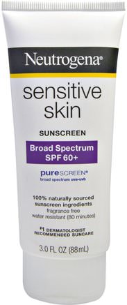 Sensitive Skin Sunscreen, SPF 60+, 3.0 fl oz (88 mL) by Neutrogena-Bad, Skönhet, Solskyddsmedel, Spf 50-75