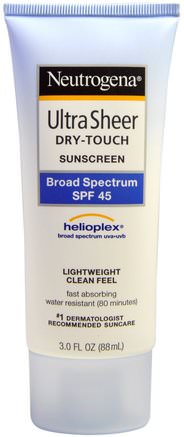 Ultra Sheer Dry-Touch Suncreen, SPF 45, 3.0 fl oz (88 mL) by Neutrogena-Bad, Skönhet, Solskyddsmedel, Spf 30-45, Ansiktsvård