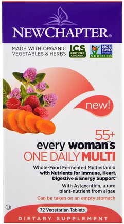 55+ Every Womans One Daily Multi, 72 Veggie Tabs by New Chapter-Vitaminer, Kvinnor Multivitaminer