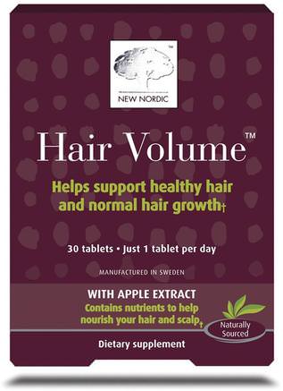 Hair Volume With Apple Extract, 30 Tablets by New Nordic US Inc-Hälsa, Kvinnor, Hårtillskott, Nageltillskott, Hudtillskott
