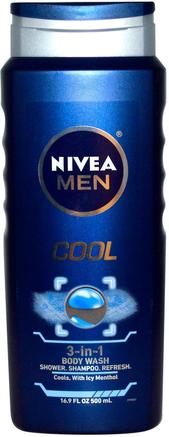 3-in-1 Body Wash, Men, Cool, 16.9 fl oz (500 ml) by Nivea-Bad, Skönhet, Duschgel