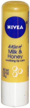 A Kiss of Milk & Honey, Soothing Lip Care, 0.17 oz (4.8 g) by Nivea-Bad, Skönhet, Läppvård, Läppbalsam
