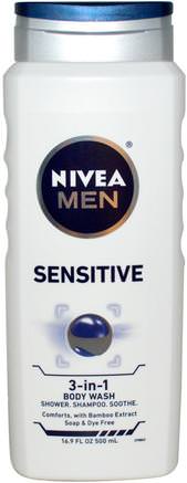 Sensitive Body Wash for Men, 16.9 fl oz (500 ml) by Nivea-Bad, Skönhet, Hår, Hårbotten, Hårvård, Schampo, Balsam