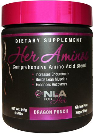 Her Aminos, Comprehensive Amino Acid Blend, Dragon Punch, 0.54 lbs (246 g) by NLA for Her-Sport, Kvinnors Sportprodukter