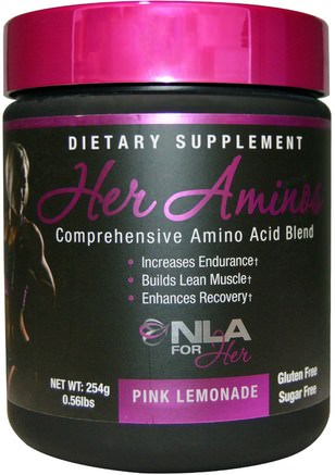 Her Aminos, Comprehensive Amino Acid Blend, Pink Lemonade, 0.56 lbs (254 g) by NLA for Her-Sport, Kvinnors Sportprodukter, Sport