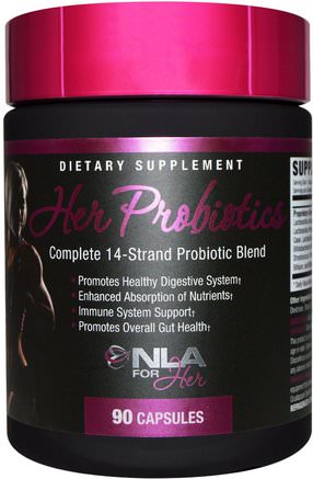 Her Probiotics, Complete 14-Strand Probiotic Blend, 90 Capsules by NLA for Her-Sport, Kvinnors Sportprodukter, Probiotika