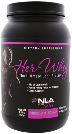 Her Whey, Ultimate Lean Protein, Chocolate Eclair, 2 lbs (905 g) by NLA for Her-Sport, Kvinnors Sportprodukter