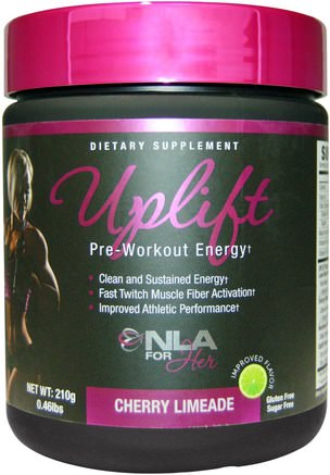Uplift, Pre-Workout Energy, Cherry Limeade, 0.46 lbs (210 g) by NLA for Her-Sport, Kvinnors Sportprodukter, Energi