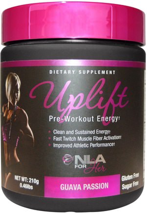 Uplift, Pre Workout Energy, NLA for Her, Guava Passion, 0.46 lbs (210 g) by NLA for Her-Sport, Kvinnors Sportprodukter, Energi