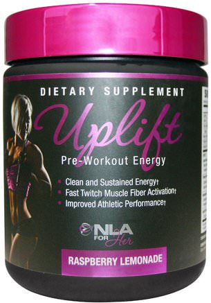 Uplift, Pre Workout Energy, Raspberry Lemonade, 0.46 lbs (210 g) by NLA for Her-Sport, Kvinnors Sportprodukter, Energi