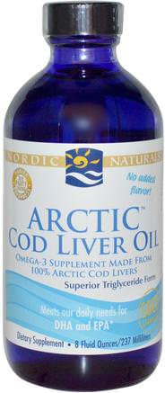 Arctic Cod Liver Oil, 8 fl oz (237 ml) by Nordic Naturals-Kosttillskott, Efa Omega 3 6 9 (Epa Dha), Torskleverolja, Torskleveroljevätska