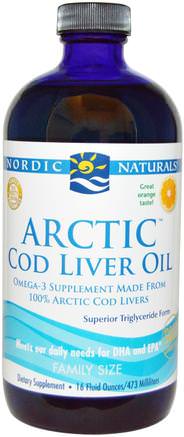 Arctic Cod Liver Oil, Orange, 16 fl oz (473 ml) by Nordic Naturals-Kosttillskott, Efa Omega 3 6 9 (Epa Dha), Torskleverolja, Torskleveroljevätska