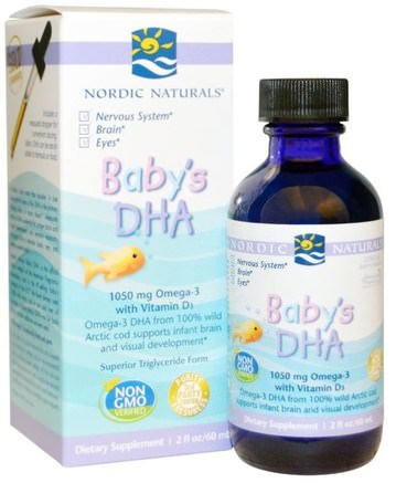 Babys DHA, with Vitamin D3, 2 fl oz (60 ml) by Nordic Naturals-Vitaminer, Vitamin D3, Kompletterar Barn