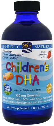 Childrens DHA, Strawberry, 8 fl oz (237 ml) by Nordic Naturals-Barns Hälsa, Kosttillskott Barn