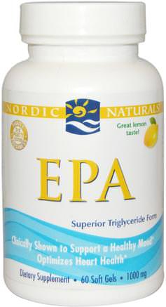 EPA, Lemon, 1000 mg, 60 Soft Gels by Nordic Naturals-Sverige
