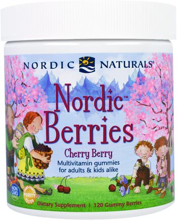 Nordic Berries, Cherry Berry, 120 Gummy Berries by Nordic Naturals-Vitaminer, Multivitaminer, Multivitamingummier