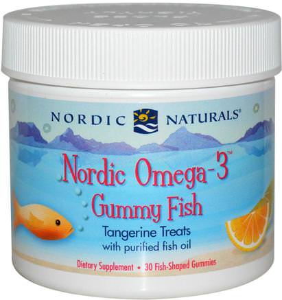 Nordic Omega-3 Gummy Fish, Tangerine Treats, 30 Fish-Shaped Gummies by Nordic Naturals-Sverige