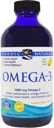 Omega-3, Lemon, 8 fl oz (237 ml) by Nordic Naturals-Sverige