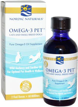 Omega-3 Pet, Cats and Small Breed Dogs, 2 fl oz (60 ml) by Nordic Naturals-Husdjursvård, Efas För Husdjur