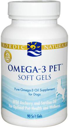 Omega-3 Pet, Soft Gels, For Dogs, 90 Soft Gels by Nordic Naturals-Husdjursvård, Efas För Husdjur
