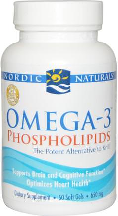 Omega-3 Phospholipids, 650 mg, 60 Soft Gels by Nordic Naturals-Sverige