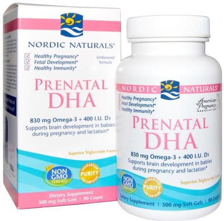 Prenatal DHA, 500 mg, 90 Soft Gels by Nordic Naturals-Hälsa, Graviditet