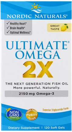 Ultimate Omega 2X, 2150 mg, 120 Soft Gels by Nordic Naturals-Kosttillskott, Efa Omega 3 6 9 (Epa Dha), Fiskolja