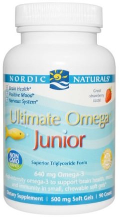 Ultimate Omega, Junior, 500 mg, 90 Chewable Soft Gels by Nordic Naturals-Sverige