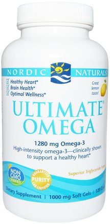 Ultimate Omega, Lemon, 1000 mg, 120 Soft Gels by Nordic Naturals-Sverige