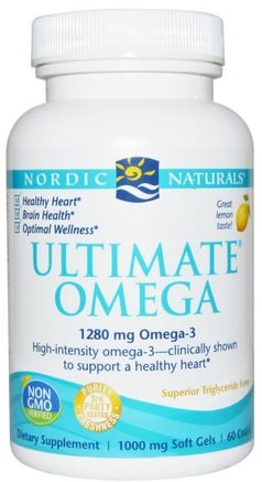 Ultimate Omega, Lemon, 1000 mg, 60 Soft Gels by Nordic Naturals-Sverige