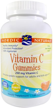 Vitamin C Gummies, Tangerine, 250 mg, 120 Gummies by Nordic Naturals-Vitaminer, Vitamin C, Vitamin C Gummier