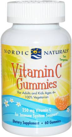 Vitamin C Gummies, Tart Tangerine, 250 mg, 60 Gummies by Nordic Naturals-Vitaminer, Vitamin C, Vitamin C Gummier