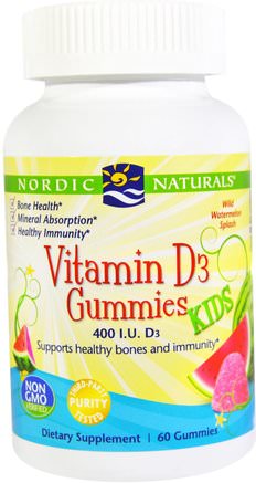 Vitamin D3 Gummies Kids, 400 I.U., 60 Gummies by Nordic Naturals-Vitaminer, Vitamin D3, Vitamin D Gummier
