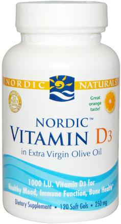 Vitamin D3, Orange, 250 mg, 120 Soft Gels by Nordic Naturals-Vitaminer, Vitamin D3
