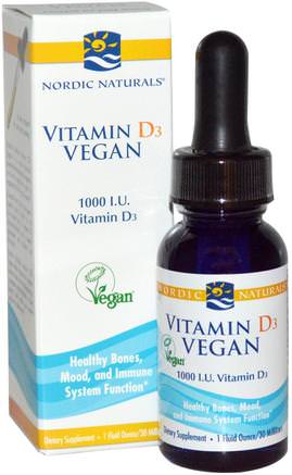Vitamin D3, Vegan, 1000 IU, 1 fl oz (30 ml) by Nordic Naturals-Vitaminer, Vitamin D3, Vitamin D3 Vätska