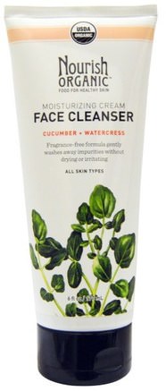 Cucumber + Watercress, 6 fl oz (177 ml) by Nourish Organic Moisturizing Cream Face Cleanser-Skönhet, Ansiktsvård, Ansiktsrengöring