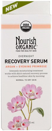 Recovery Serum, Argan + Evening Primrose, 0.7 oz (20 ml) by Nourish Organic Overnight-Skönhet, Ansiktsvård