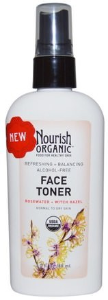 3.0 fl oz (88 ml) by Nourish Organic Refreshing & Balancing Face Toner Rosewater + Witch Hazel-Skönhet, Ansiktsvård, Hudtyp Normal Till Torr Hud, Ansikts Toner