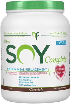Soy Complete Protein Weight Loss Meal Replacement, Chocolate, 1.2 lbs by NovaForme-Sojaprotein, Kosttillskott, Skak Av Måltidsbyte