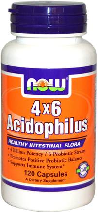 4x6 Acidophilus, 120 Veg Capsules by Now Foods-Kosttillskott, Probiotika, Iskylda Produkter
