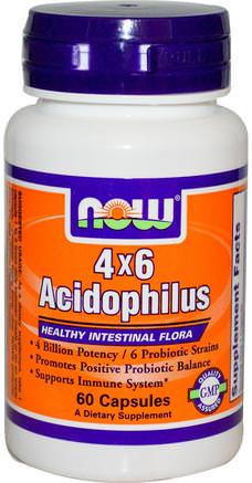 4x6 Acidophilus, 60 Veg Capsules by Now Foods-Kosttillskott, Probiotika, Acidophilus