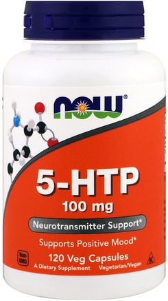 5-HTP, 100 mg, 120 Veg Capsules by Now Foods-Kosttillskott, 5-Htp, 5-Htp 100 Mg