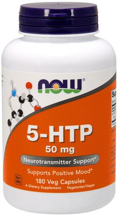 5-HTP, 50 mg, 180 Veg Capsules by Now Foods-Kosttillskott, 5-Htp, 5-Htp 50 Mg