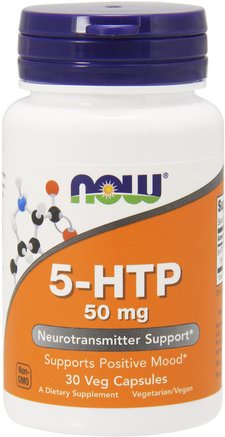 5-HTP, 50 mg, 90 Veg Capsules by Now Foods-Kosttillskott, 5-Htp, 5-Htp 50 Mg