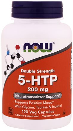 5-HTP, Double Strength, 200 mg, 120 Veg Capsules by Now Foods-Kosttillskott, 5-Htp