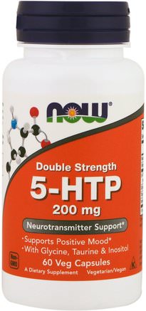 5-HTP, Double Strength, 200 mg, 60 Veg Capsules by Now Foods-Kosttillskott, 5-Htp