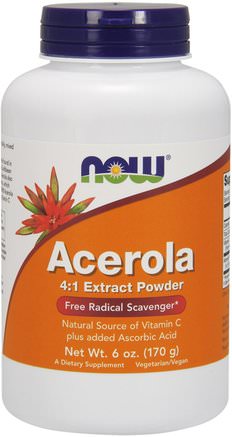 Acerola 4:1 Extract Powder, 6 oz (170 g) by Now Foods-Vitaminer, Vitamin C, Vitamin C Acerola
