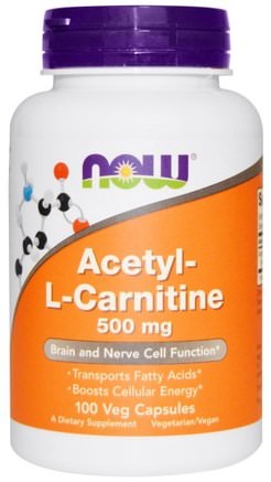Acetyl-L Carnitine, 500 mg, 100 Veg Capsules by Now Foods-Kosttillskott, Antioxidanter, Aminosyror
