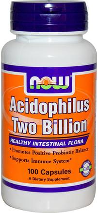 Acidophilus Two Billion, 100 Capsules by Now Foods-Kosttillskott, Probiotika, Iskylda Produkter