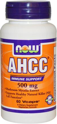 AHCC, 500 mg, 60 Veg Capsules by Now Foods-Kosttillskott, Medicinska Svampar, Ahcc